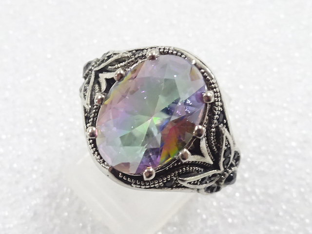 JAPANESE KIMONO / COLORED STONE RING (SIZE 19)